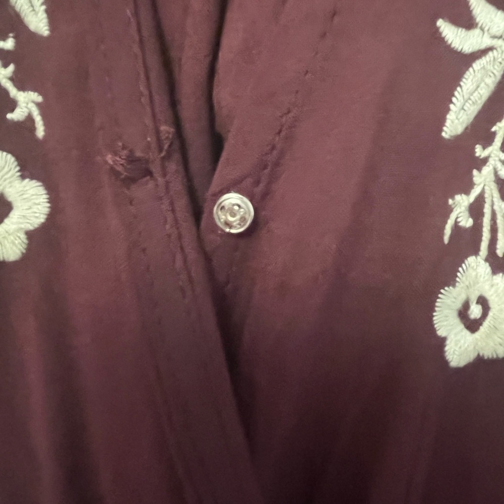 ✨ Crimson in Grace – Embroidered Sleeve Tie Waist Dress - Picture 7 of 12